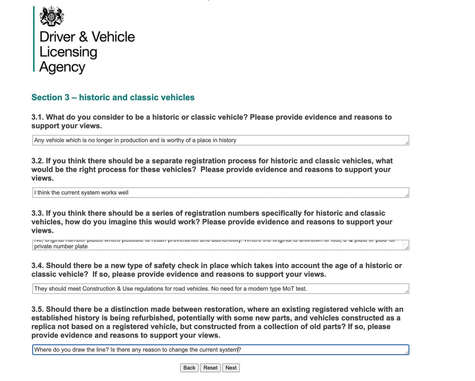 DVLA classic vehicle survey