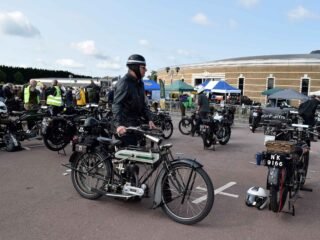 Rider and Triumph Model H waiting patiently for the start